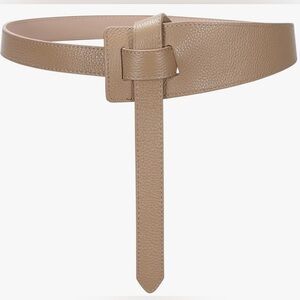 Elegant Tan Leather Waist Belt Belt Beige Versatile tie a Knot